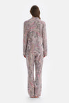MULTICOLOR SHIRT COLLAR PAISLEY PATTERN KNITTED PAJAMAS SUIT