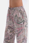 MULTICOLOR SHIRT COLLAR PAISLEY PATTERN KNITTED PAJAMAS SUIT