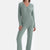 Green RIBBED VISCOSE KNITTED PAJAMAS SET