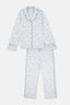 Turquoise SHIRT COLLAR FLORAL PATTERNED KNITTED PAJAMAS SUIT