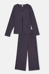 Anthracite LACE DETAILED VISCOSE PAJAMAS SUIT