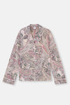 MULTICOLOR SHIRT COLLAR PAISLEY PATTERN KNITTED PAJAMAS SUIT