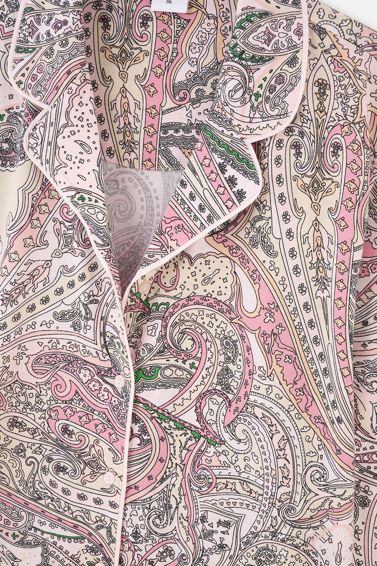 MULTICOLOR SHIRT COLLAR PAISLEY PATTERN KNITTED PAJAMAS SUIT