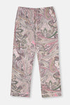 MULTICOLOR SHIRT COLLAR PAISLEY PATTERN KNITTED PAJAMAS SUIT