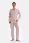 Powder SIZE PRINTED TIE DETAILED SHIRT PANTS PAJAMAS SUIT