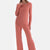 Terracotta COLLAR DETAILED LONG SLEEVE KNITTED PAJAMAS SUIT