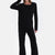 Black COLLAR DETAILED LONG SLEEVE KNITTED PAJAMAS SUIT