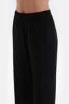 Black COLLAR DETAILED LONG SLEEVE KNITTED PAJAMAS SUIT