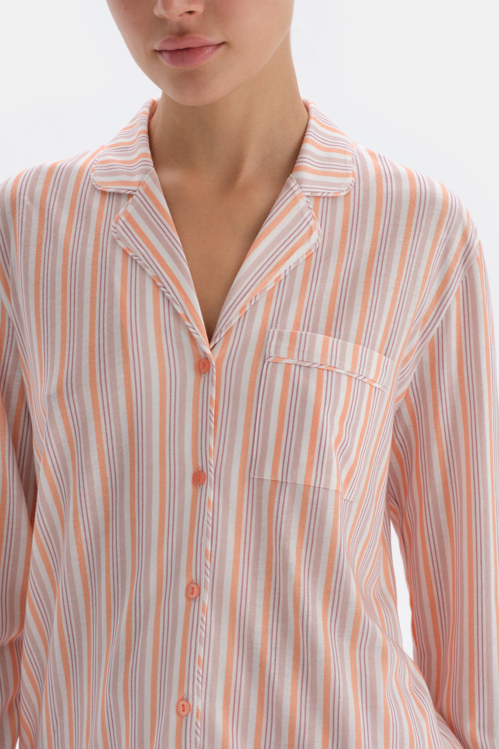 MULTICOLOR SIZE LINE PRINTED EMBROIDERY DETAILED SHIRT PANTS PAJAMAS SET