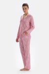 Pink SIZE PRINTED SHIRT PANTS PAJAMAS SUIT