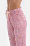 Pink SIZE PRINTED SHIRT PANTS PAJAMAS SUIT