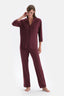 Bordeaux VELVET STRIP DETAILED SHIRT PANTS PAJAMAS SUIT