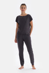 Anthracite SHORT SLEEVE KNITTED PAJAMAS SUIT