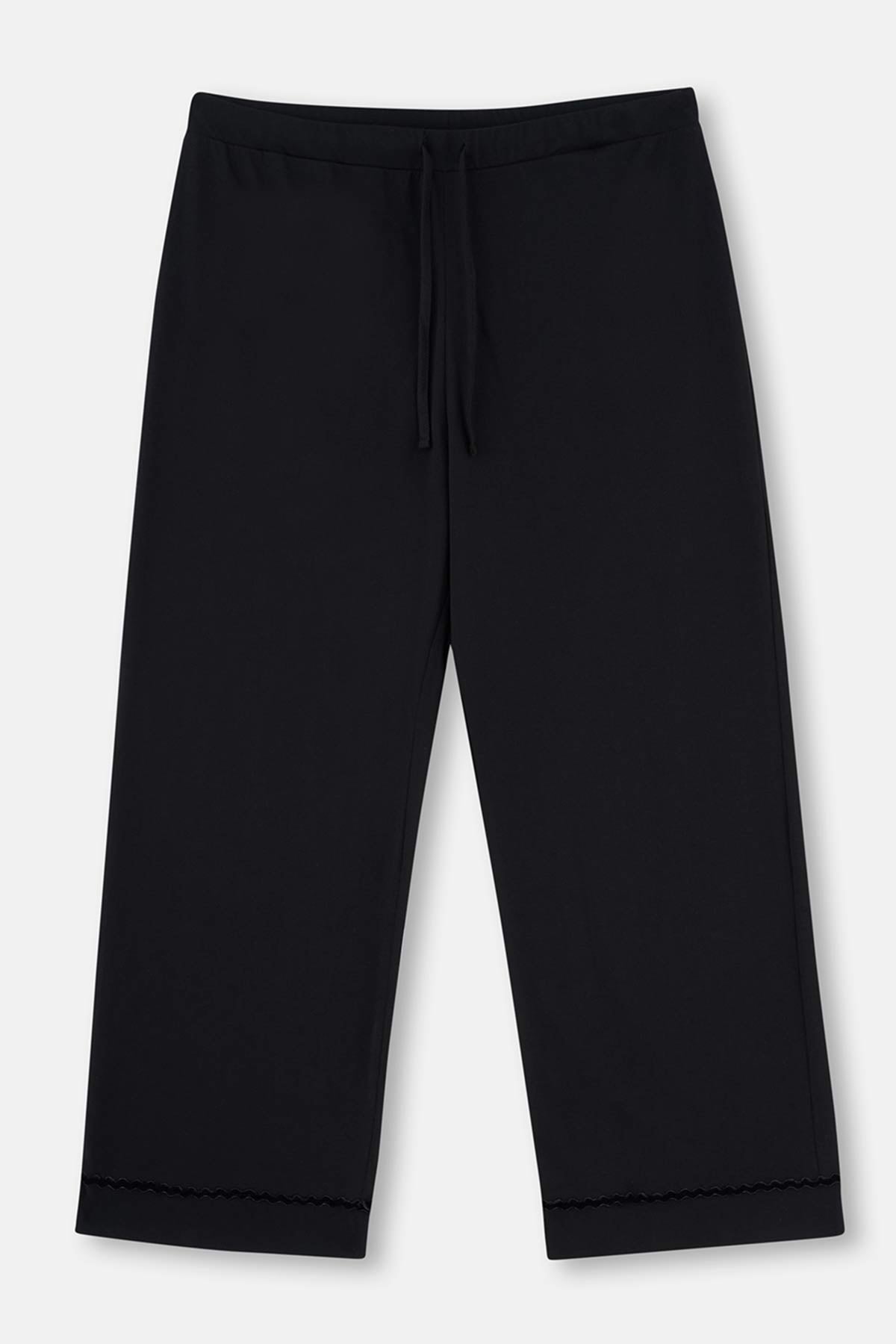 Siyah Kadife Şerit Detaylı Plus Size Pijama Takımı