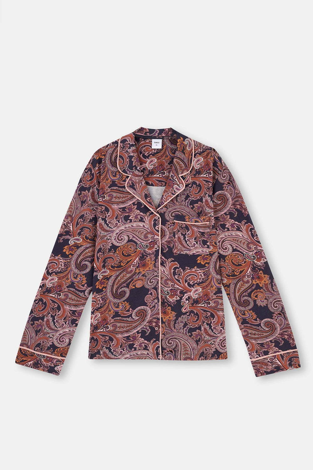 Multicolor Şal Desen Gömlek Yaka Plus Size Pijama Takımı