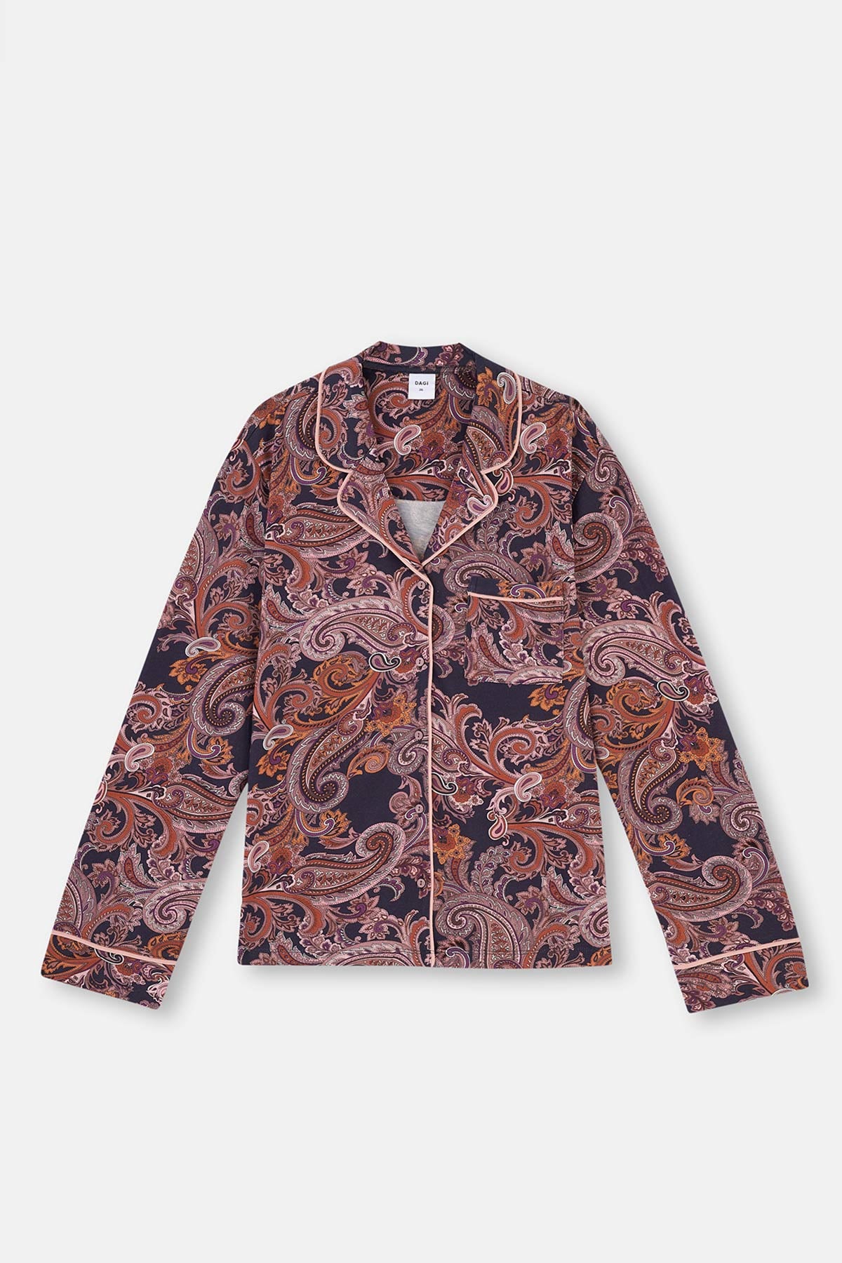 Multicolor Şal Desen Gömlek Yaka Plus Size Pijama Takımı