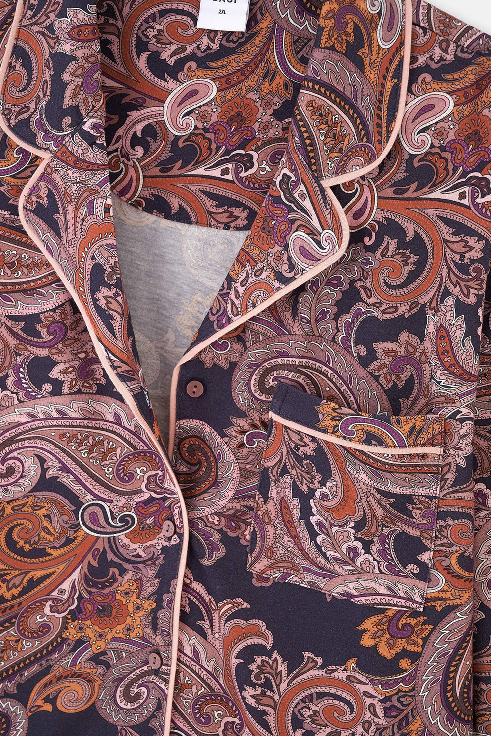 Multicolor Şal Desen Gömlek Yaka Plus Size Pijama Takımı