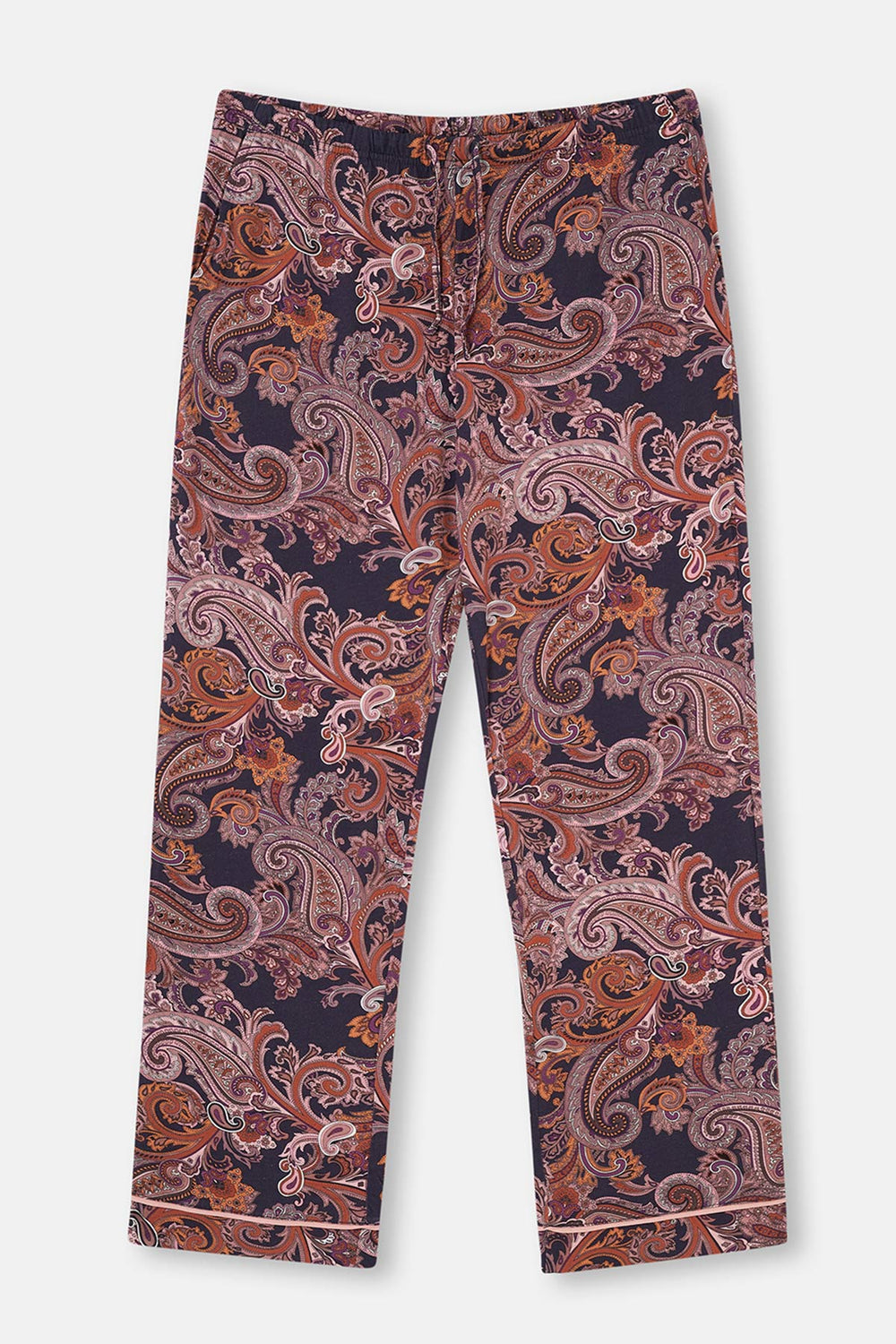 Multicolor Şal Desen Gömlek Yaka Plus Size Pijama Takımı