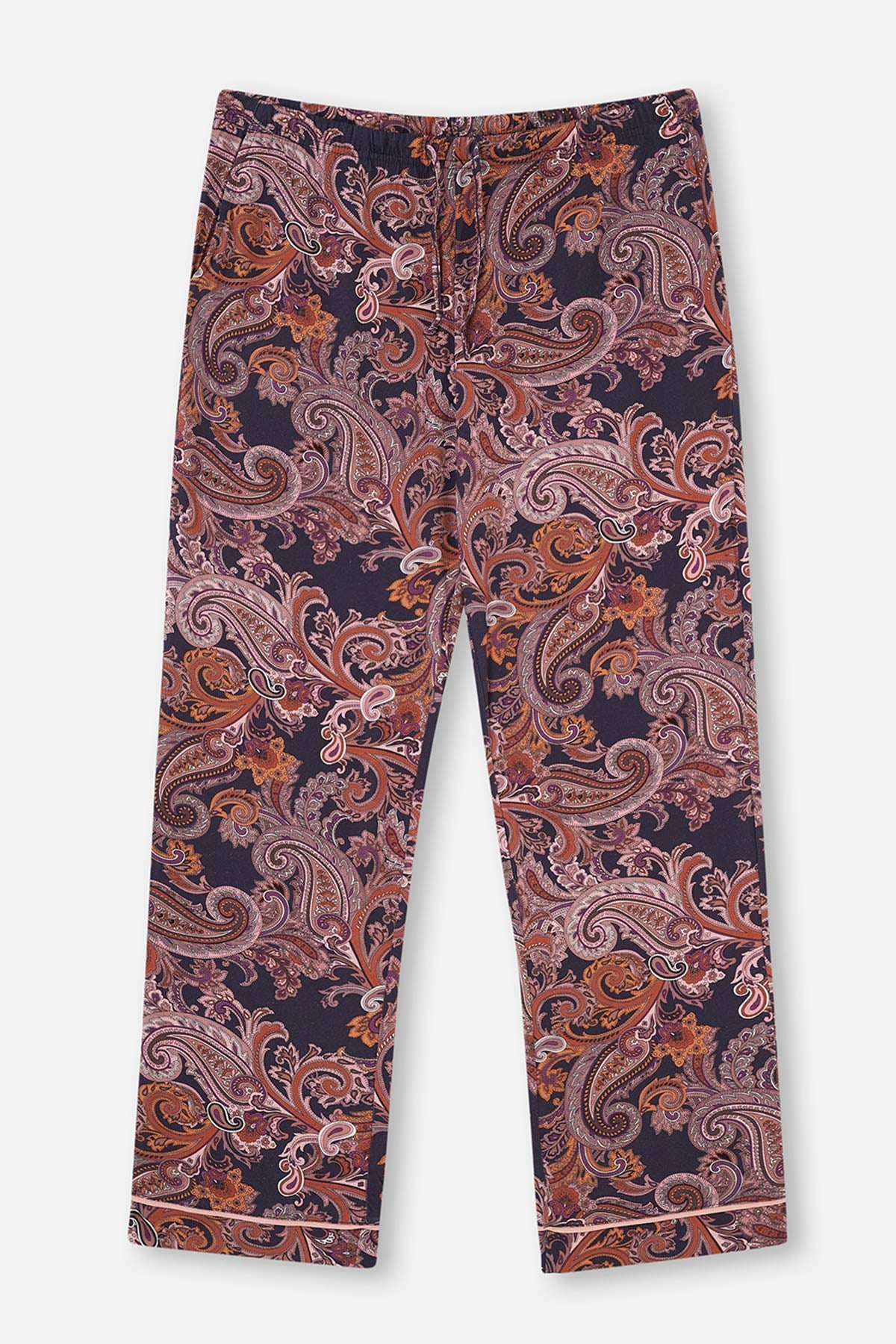 Multicolor Şal Desen Gömlek Yaka Plus Size Pijama Takımı