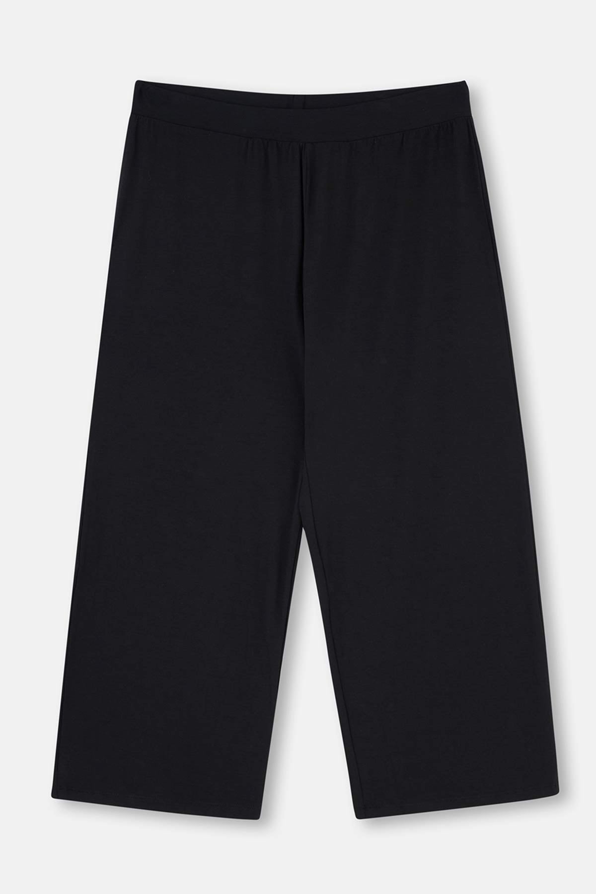 Black COLLAR DETAILED LONG SLEEVE KNITTED PAJAMAS SUIT