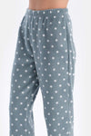 Açık Gri Puantiyeli Polar Pijama Takımı