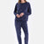 Navy EMBOSSED STAR DETAILED KNITTED PAJAMAS SUIT