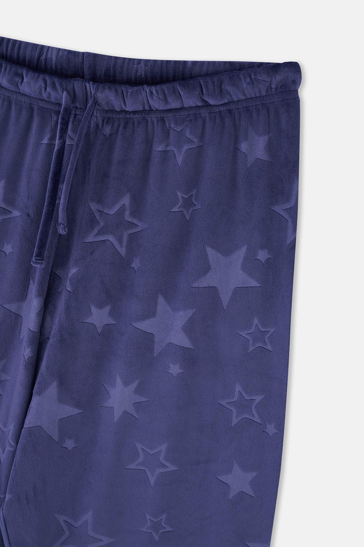Navy EMBOSSED STAR DETAILED KNITTED PAJAMAS SUIT