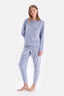 Blue EMBOSSED STAR DETAILED KNITTED PAJAMAS SUIT