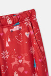 Red PRINT DETAILED CREW-NECK PAJAMAS SUIT