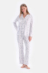 White SIZE PRINTED SHIRT PANTS PAJAMAS SUIT