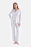 White SIZE PRINTED SHIRT PANTS PAJAMAS SUIT