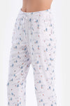 White SIZE PRINTED SHIRT PANTS PAJAMAS SUIT