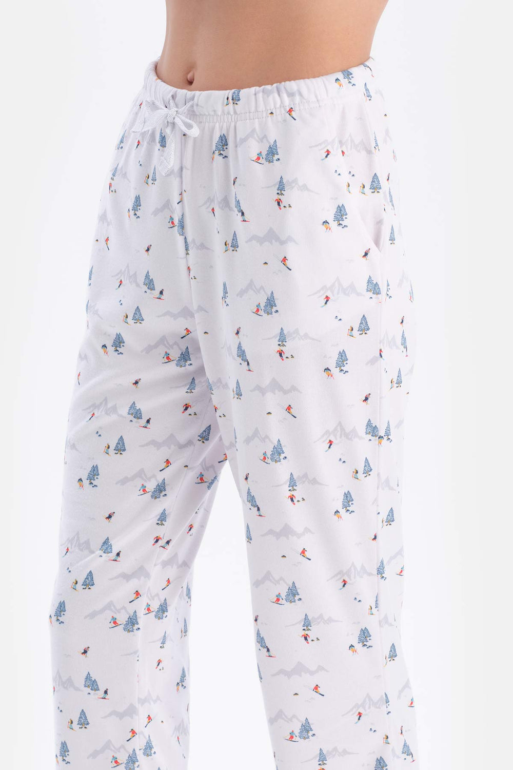 White SIZE PRINTED SHIRT PANTS PAJAMAS SUIT