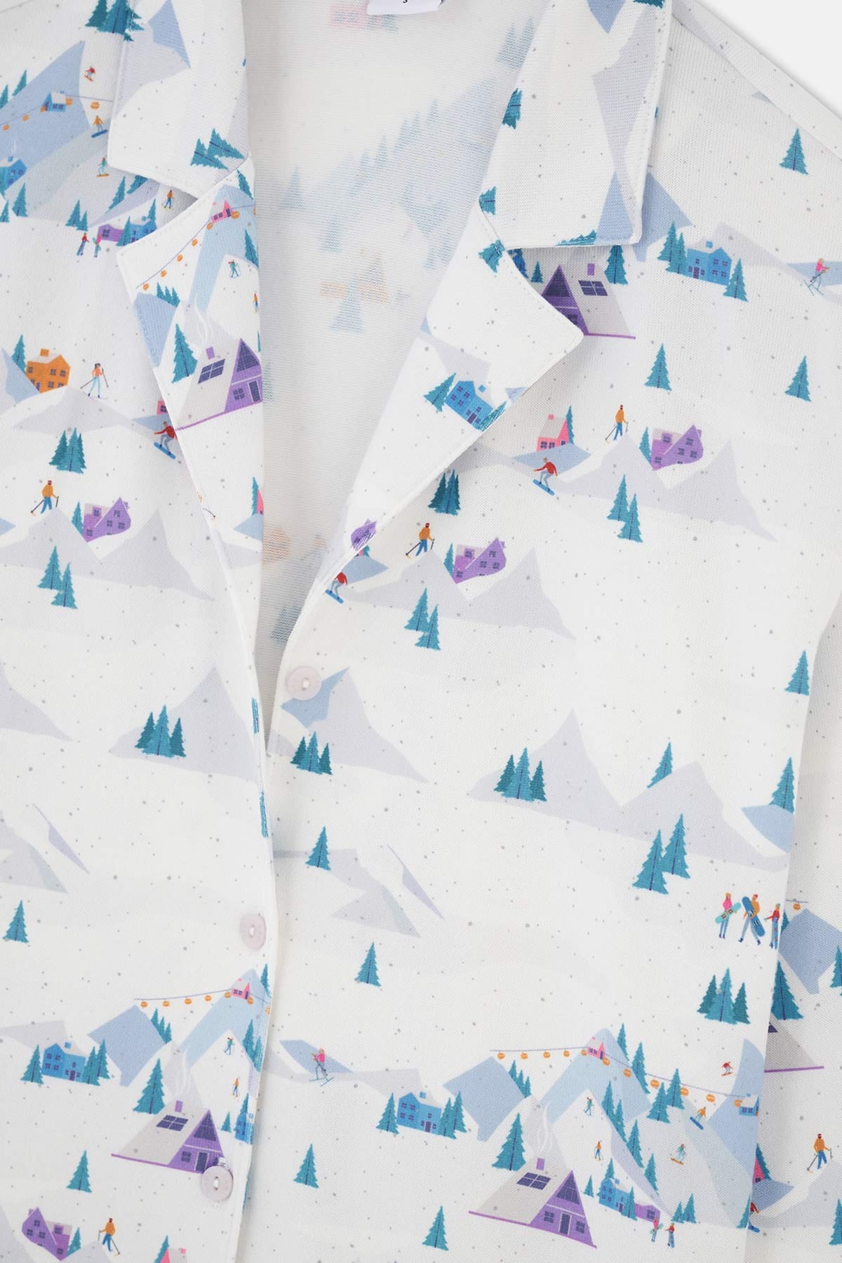 White SIZE PRINTED SHIRT PANTS PAJAMAS SUIT