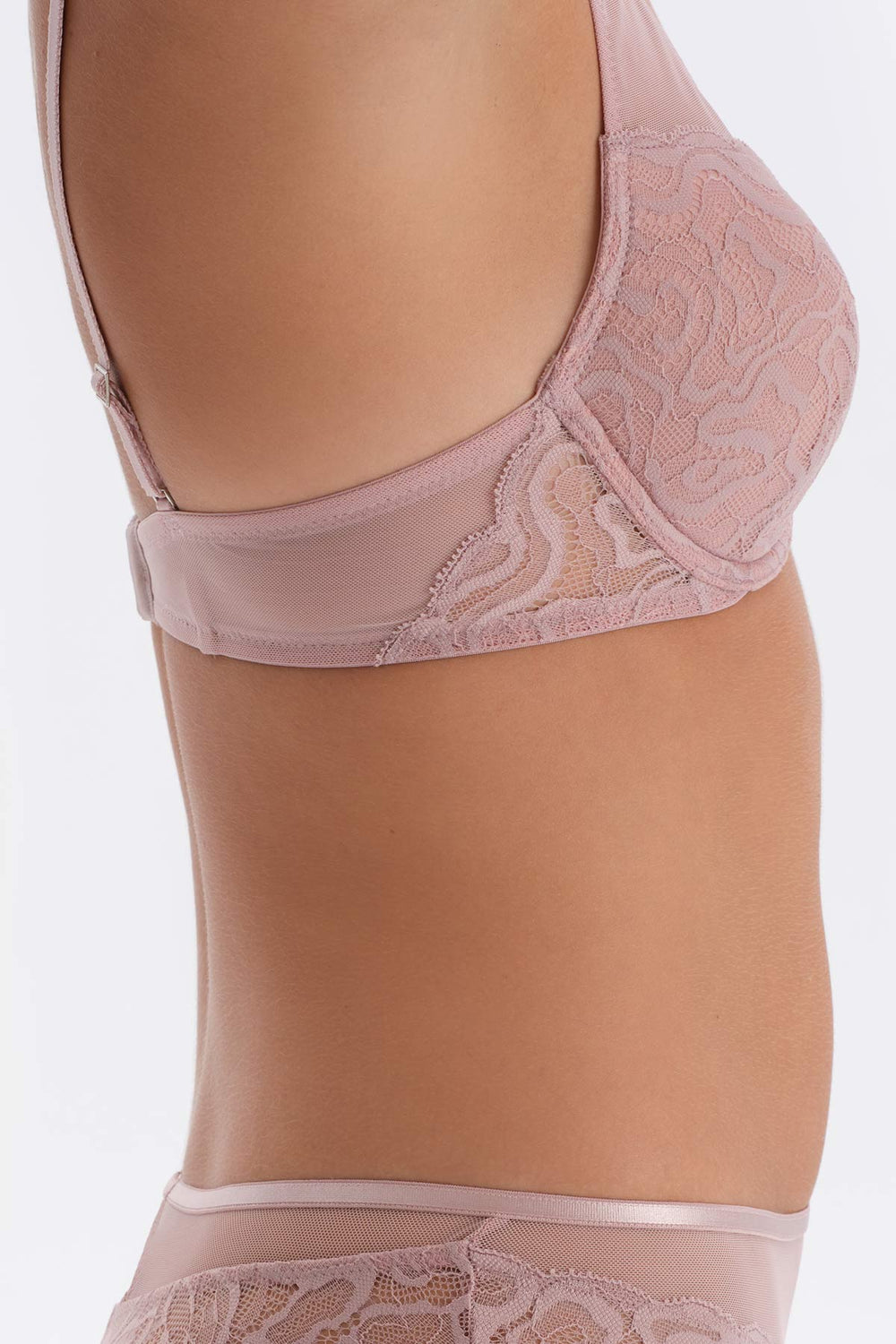 Soft Pembe Soft Dantel Ve Tül Detaylı Dolgusuz Kaplı Sütyen