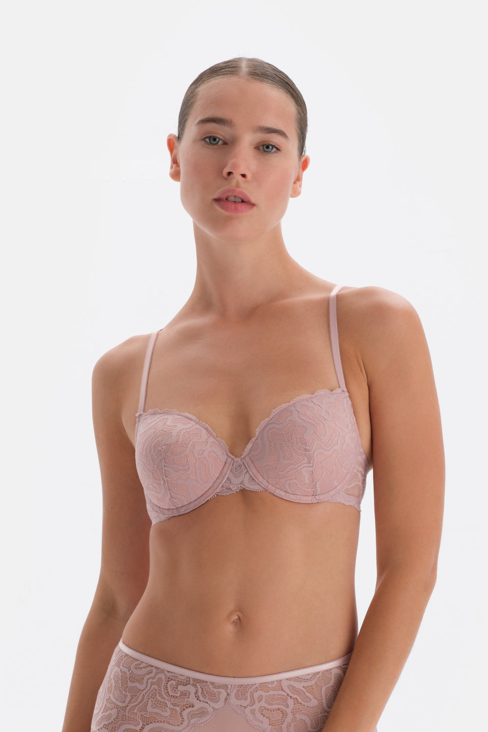 Soft Pembe Soft Dantel Push-Up Sütyen