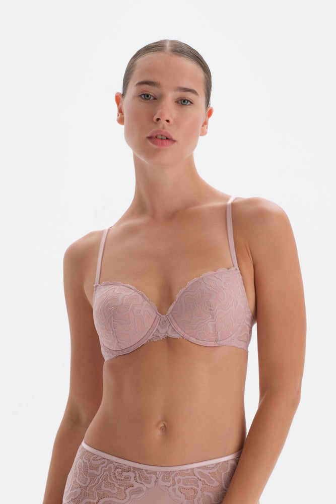 Soft Pembe Soft Dantel Push-Up Sütyen