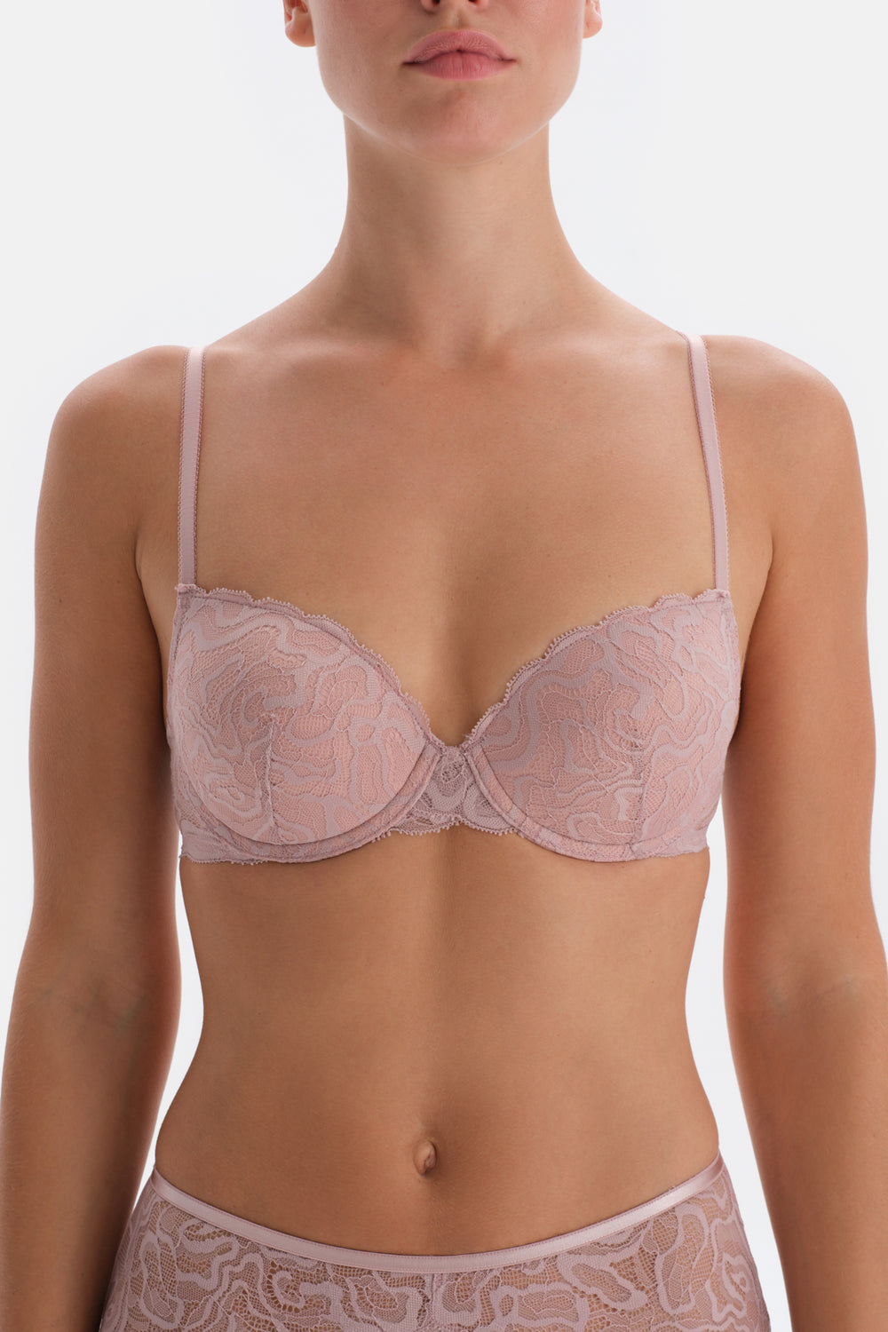 Soft Pembe Soft Dantel Push-Up Sütyen