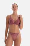 Dusty Rose LACE AND ACCESSORY DETAILED FILLED BRA