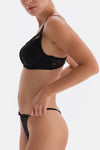 Black LACE AND ACCESSORY DETAILED FILLED BRA