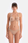 Tan LACE DETAILED PREMIUM BASIC FILLED BRA