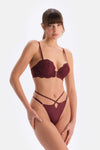 Bordo Aksesuar Detaylı Dantelli Push-Up Sütyen