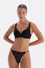 Black LACE AND ACCESSORY DETAILED Thong