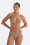 Tan LACE DETAILED PREMIUM BASIC Thong