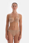 Tan LACE DETAILED PREMIUM BASIC Thong