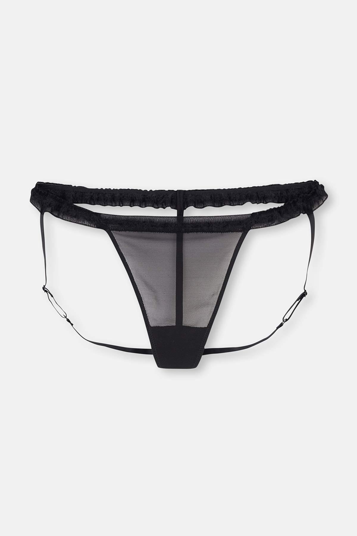 Black TULLE DETAILED STRING PANTS