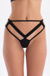 Black TULLE DETAILED THONG