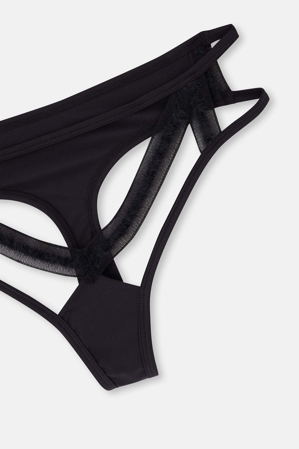 Black TULLE DETAILED THONG