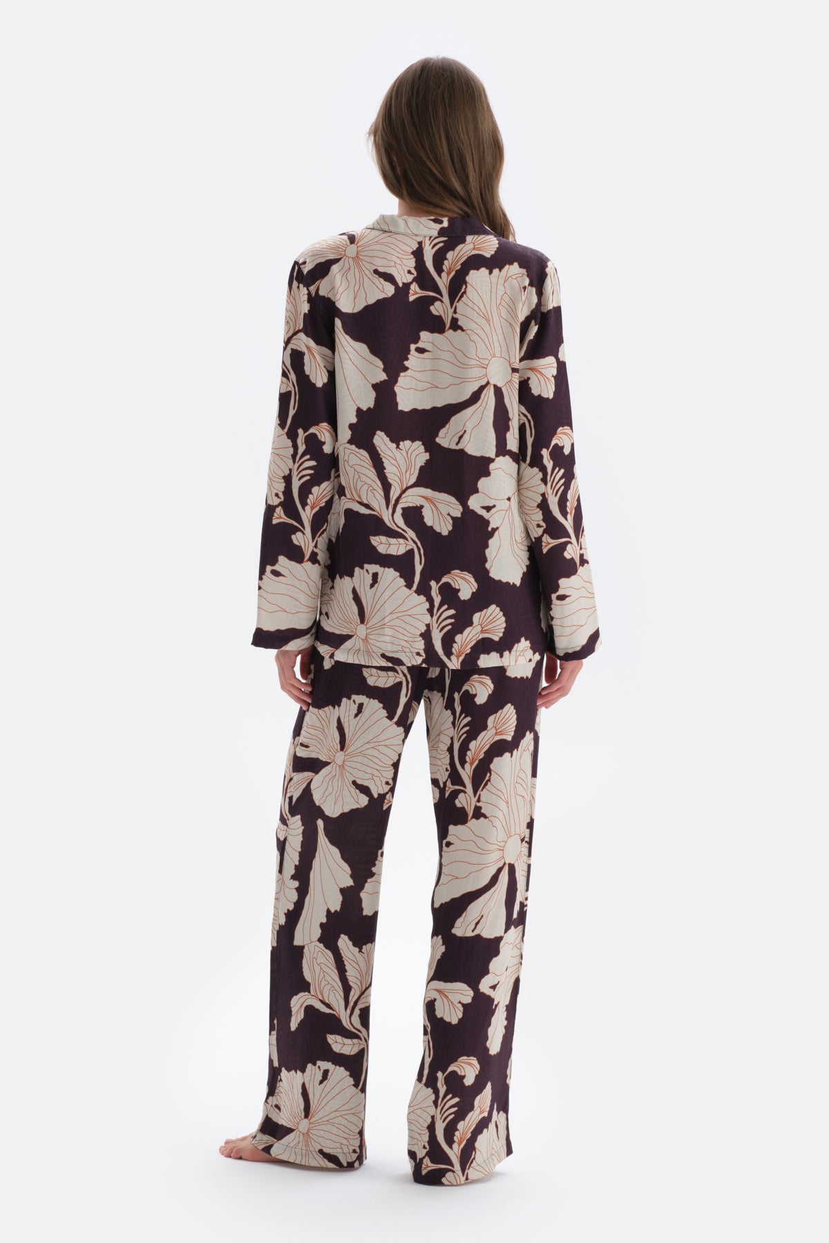 Purple FLORAL PRINT DETAILED WOVEN SHIRT