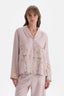 Açık Lila Metraj Baskılı Saten Gömlek Pijama Üstü
